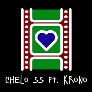 Portada del sencillo 'El Amor te Espera' de Chelo SS y Krono Finelli, con un corazón azul en un marco de tira de película.